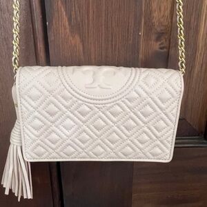 Tory Burch Light Pink Quilted Crossbody Bag